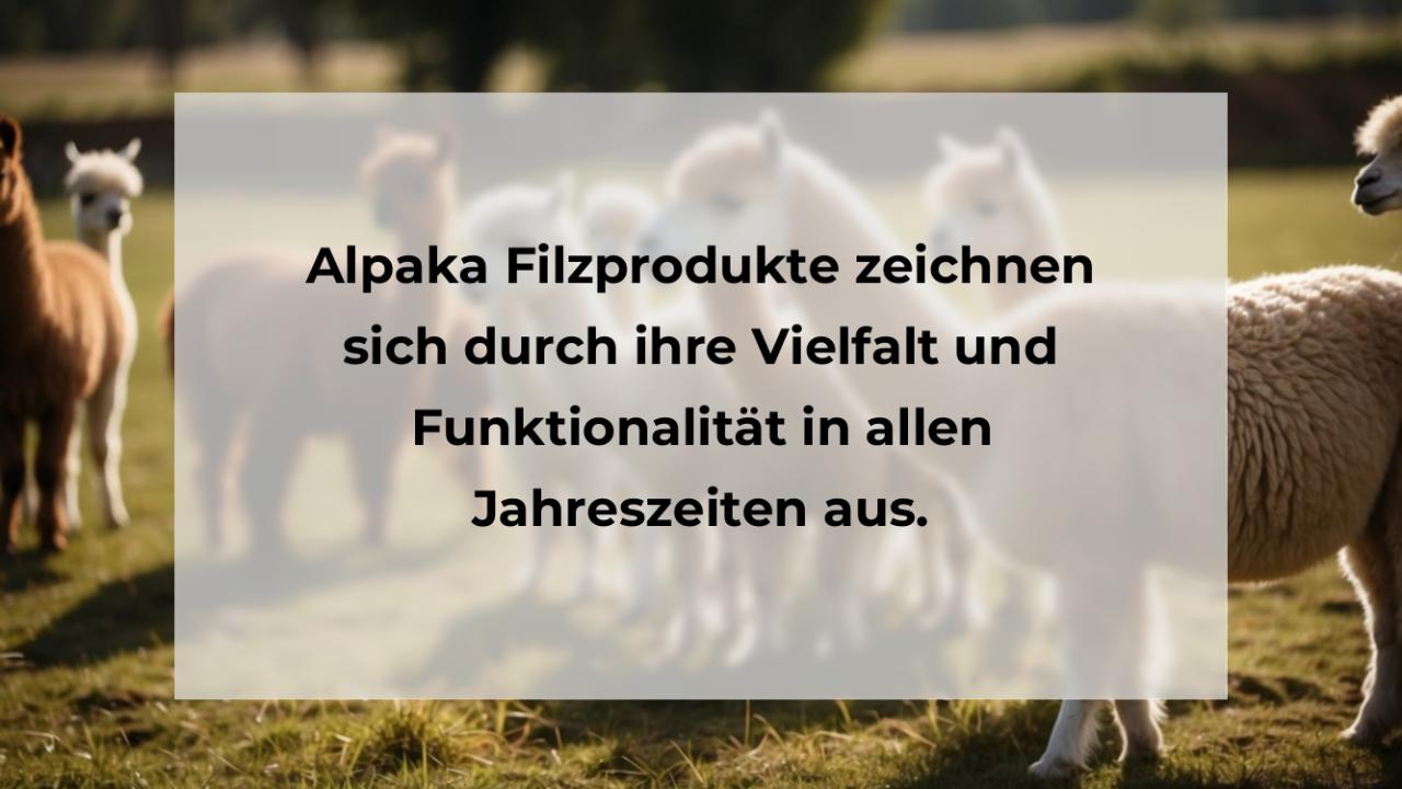 Alpaka Filzprodukte zeichnen sich durch ihre Vielfalt und Funktionalität in allen Jahreszeiten aus.
