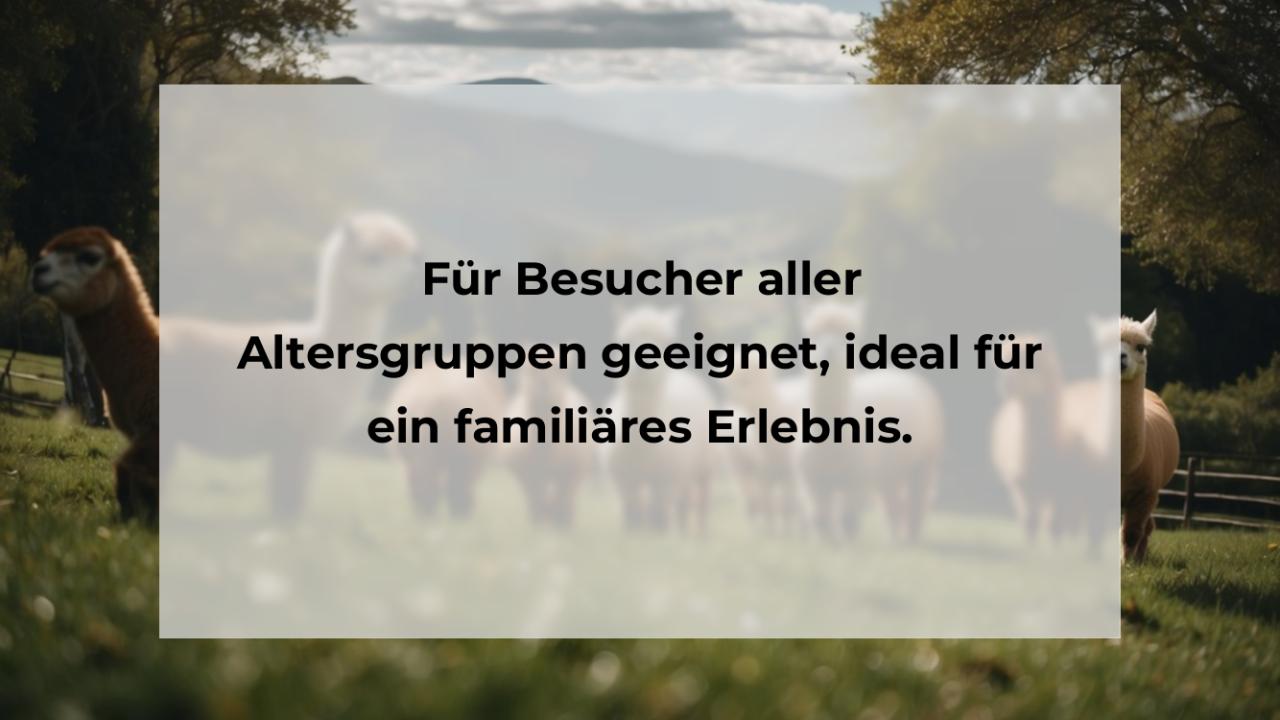 Für Besucher aller Altersgruppen geeignet, ideal für ein familiäres Erlebnis.