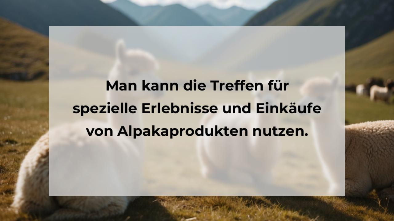 Man kann die Treffen für spezielle Erlebnisse und Einkäufe von Alpakaprodukten nutzen.